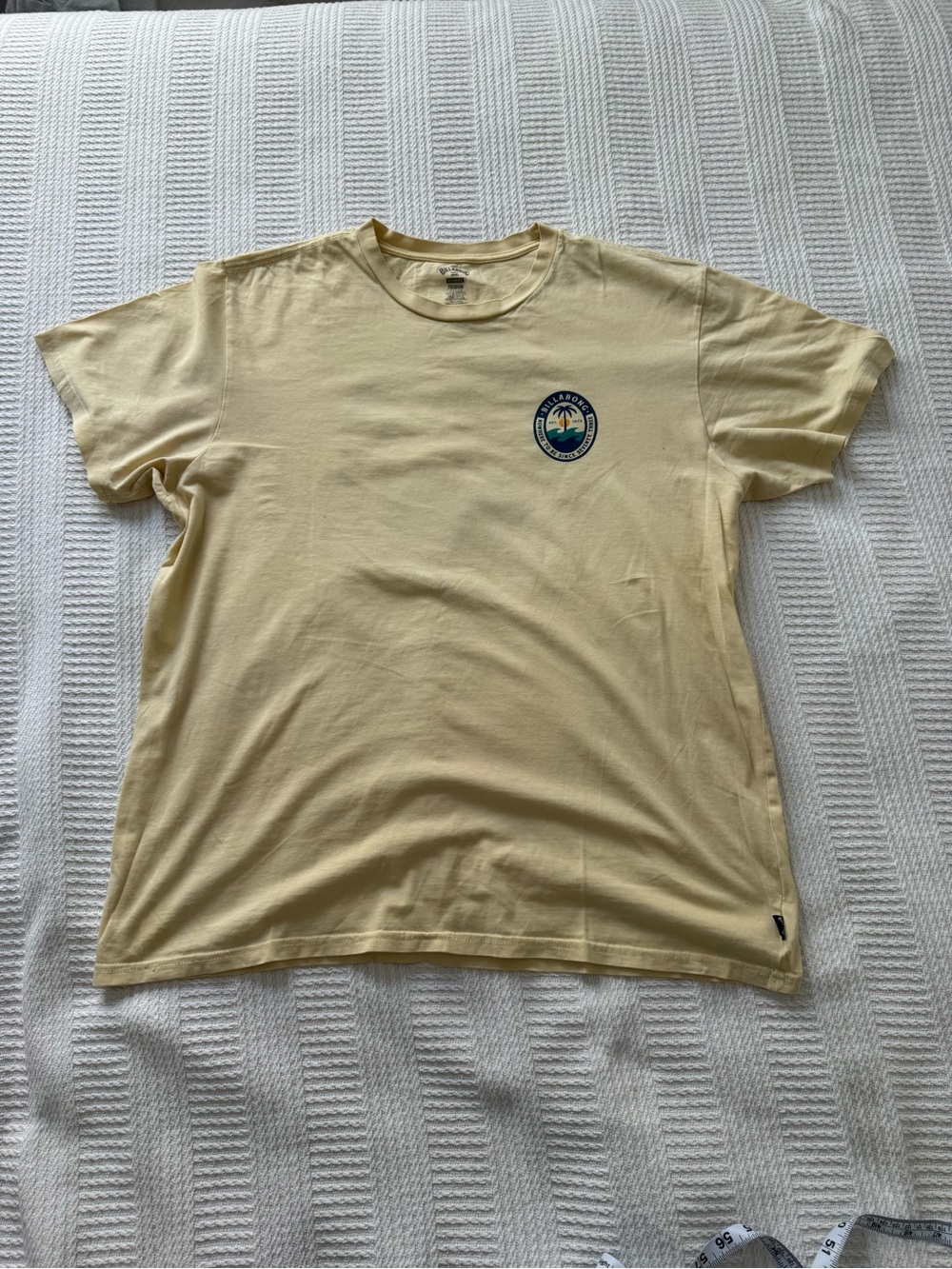 Billabong Pale Yellow Short Sleeve Tee with Small Chest Patch